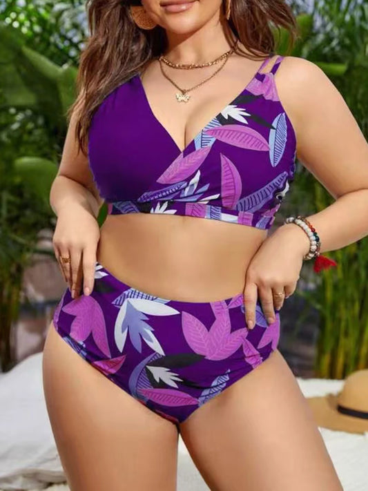 2026 Printed Bikinis Large plus Size Swimsuit Women High Waist Swimwear Female Bathers Bathing Swimming Swim Suit Beachwear 4XL