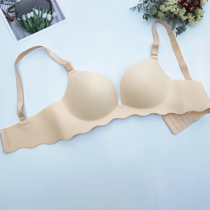 Women Seamless Push up Bras Solid Wire Free Lingerie Not Empty Cup Bralette Female Intimate Comfort Bra French Fashion Underwear