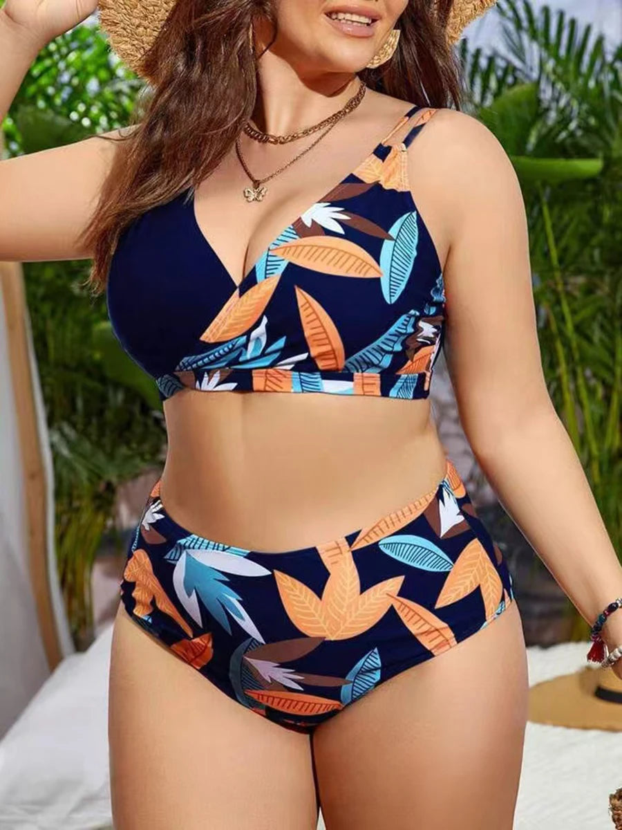 2026 Printed Bikinis Large plus Size Swimsuit Women High Waist Swimwear Female Bathers Bathing Swimming Swim Suit Beachwear 4XL