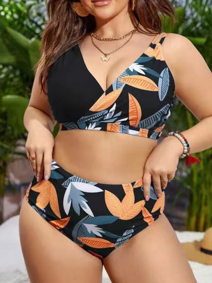 2026 Printed Bikinis Large plus Size Swimsuit Women High Waist Swimwear Female Bathers Bathing Swimming Swim Suit Beachwear 4XL