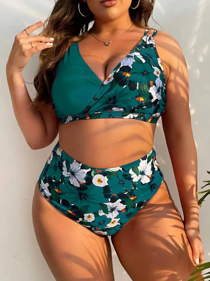 2026 Printed Bikinis Large plus Size Swimsuit Women High Waist Swimwear Female Bathers Bathing Swimming Swim Suit Beachwear 4XL