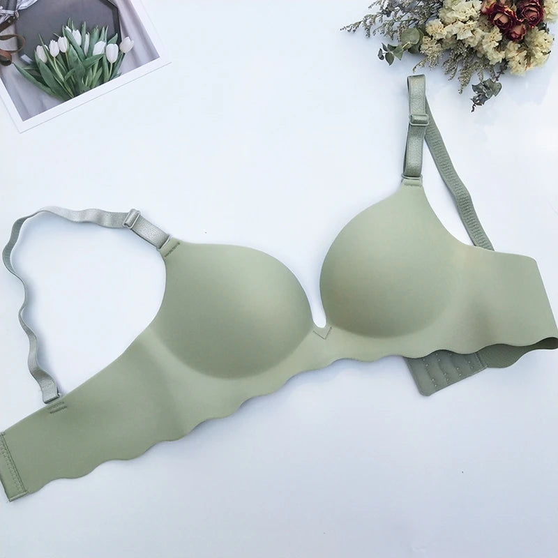 Women Seamless Push up Bras Solid Wire Free Lingerie Not Empty Cup Bralette Female Intimate Comfort Bra French Fashion Underwear