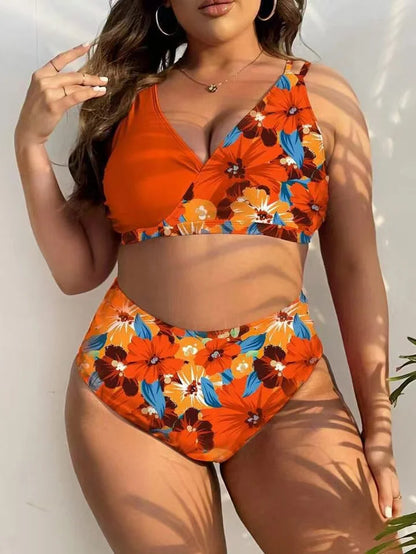 2026 Printed Bikinis Large plus Size Swimsuit Women High Waist Swimwear Female Bathers Bathing Swimming Swim Suit Beachwear 4XL